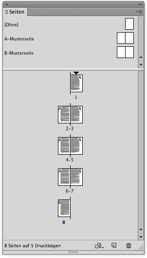 Adobe InDesign Seitenpalette.
